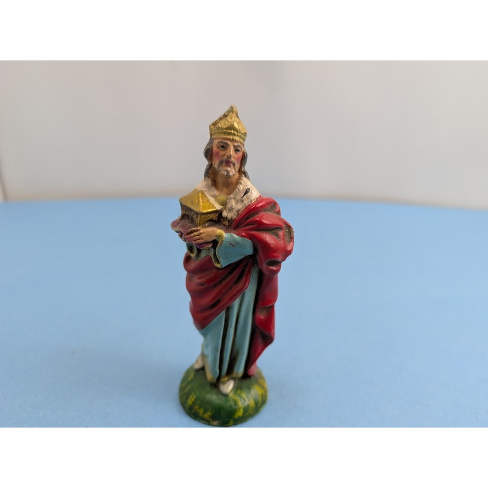 Vintage Paper Mache Made in Italy Nativity Figure 5" Wise Man